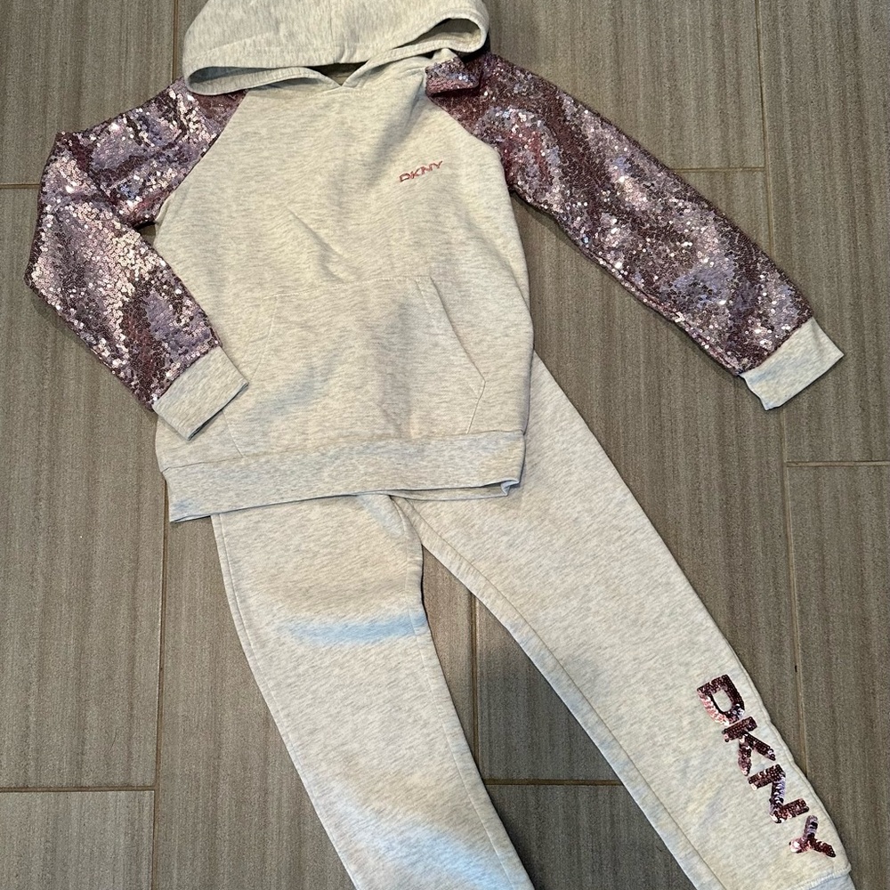 Worn once!  Girls size 10. DKNY jogger suit.